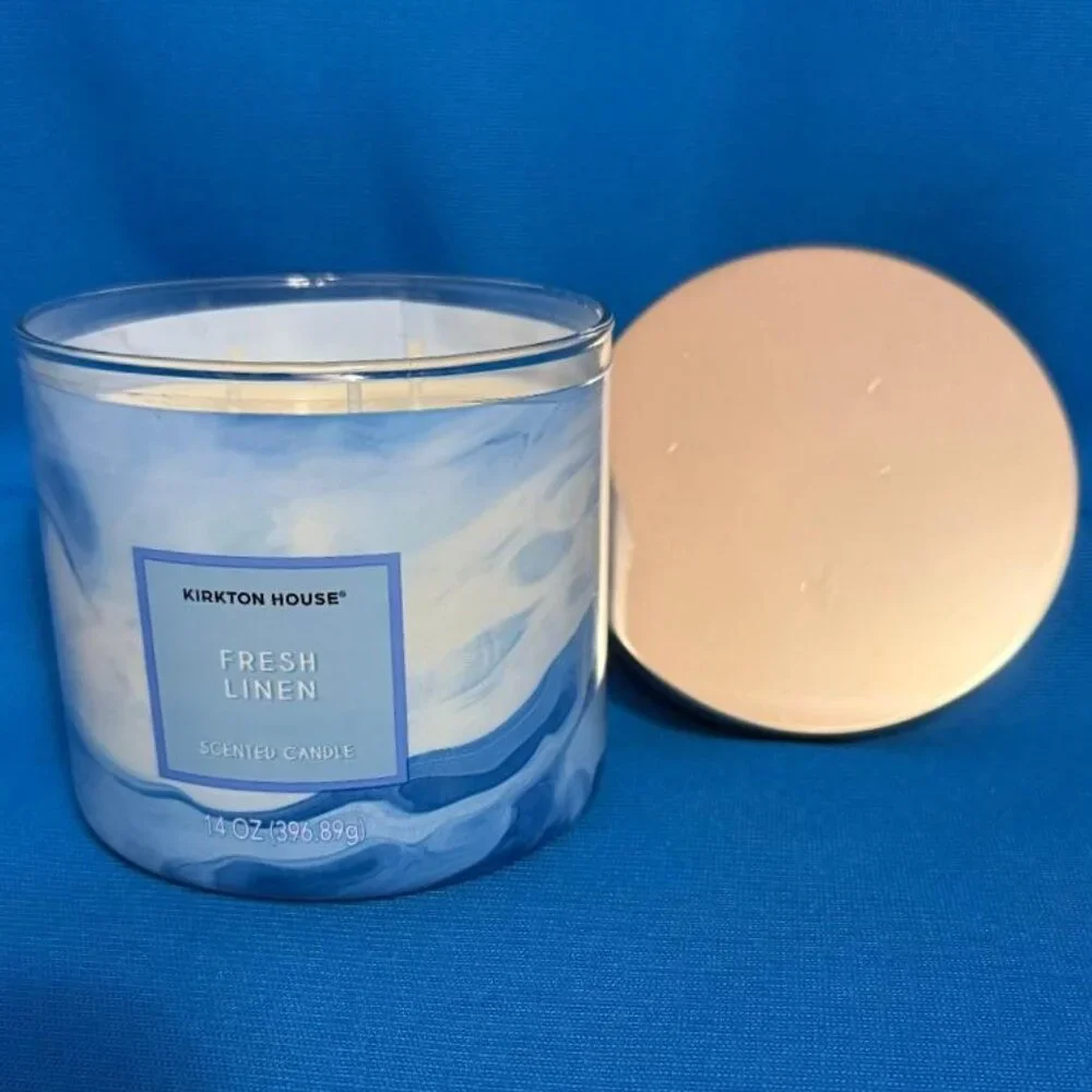 BRAND NEW ~ FRESH LINEN SCENTED CANDLE ~ 3 WICK ~ 14 OZ / 14 OUNCES SIZE